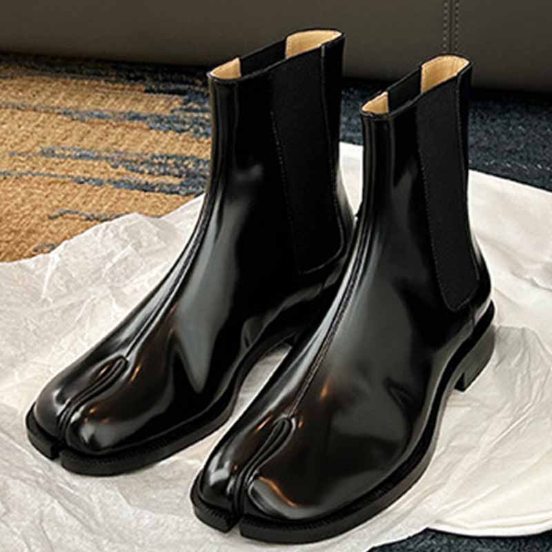 Women Shoes Japanese Brand - 2025年ラグジュアリーブランドデザイナー タビ シングルトゥ アンクルブーツ レディース レザー