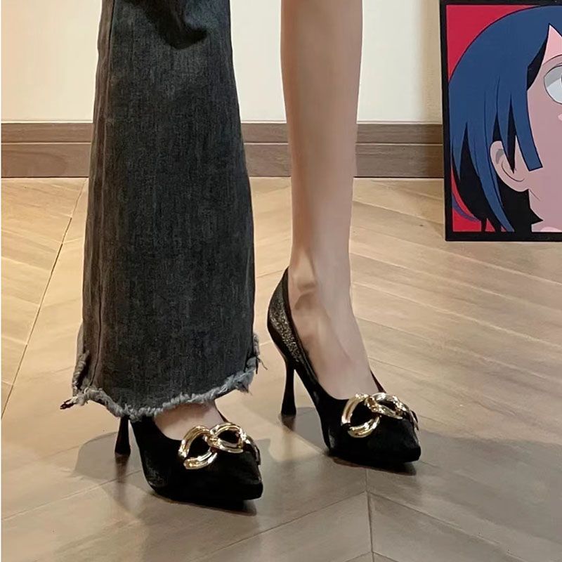 Women Shoes Quick Delivery - ハイヒールの女性の靴春と秋の Stilito ポインテッドトゥレディースパンプス韓国スタイル短納期エレガントなドレス靴