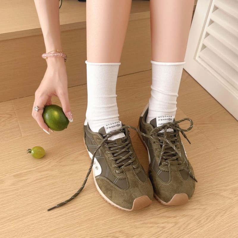 Women Shoes Sneakers - レトロカラーブロックスニーカー女性ソフトフラットランニングシューズレースアップマルチカラーカジュアルウォーキングシューズアウトドアヴィンテージトレーナー