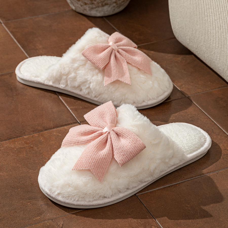 Women'S Shoes For Fall - YNPO 2026 かわいいファッション蝶の弓女性のスリッパ冬屋内暖かさ快適通気性ソフトソールホームカジュアルシューズ