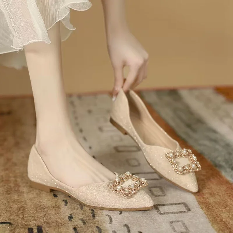 Women Shoes Quick Delivery - レディースシューズ シャンパン スクエア バックル ブライズメイド 2025