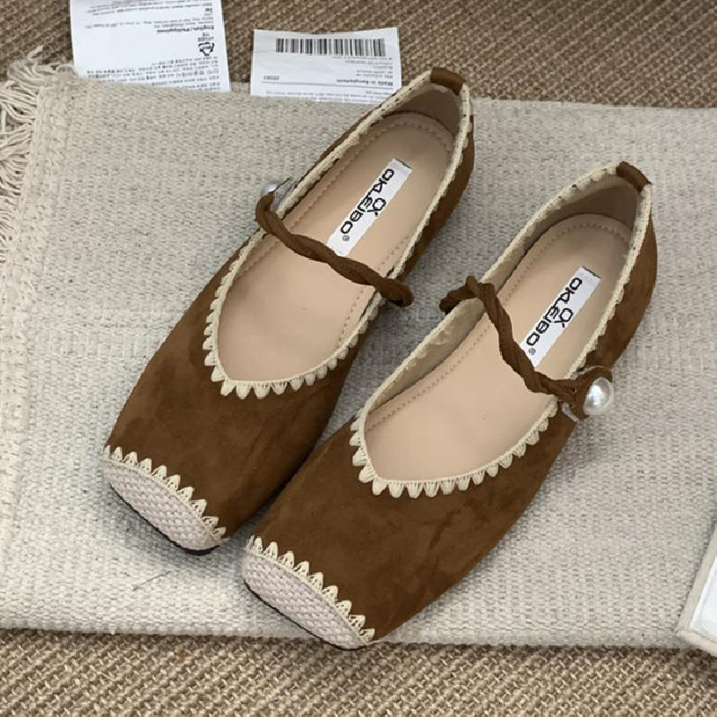 レトロなスプライシングデザインの女性用コンフォートフラットシ - Women Shoes Japanese Brand のレビューと価格