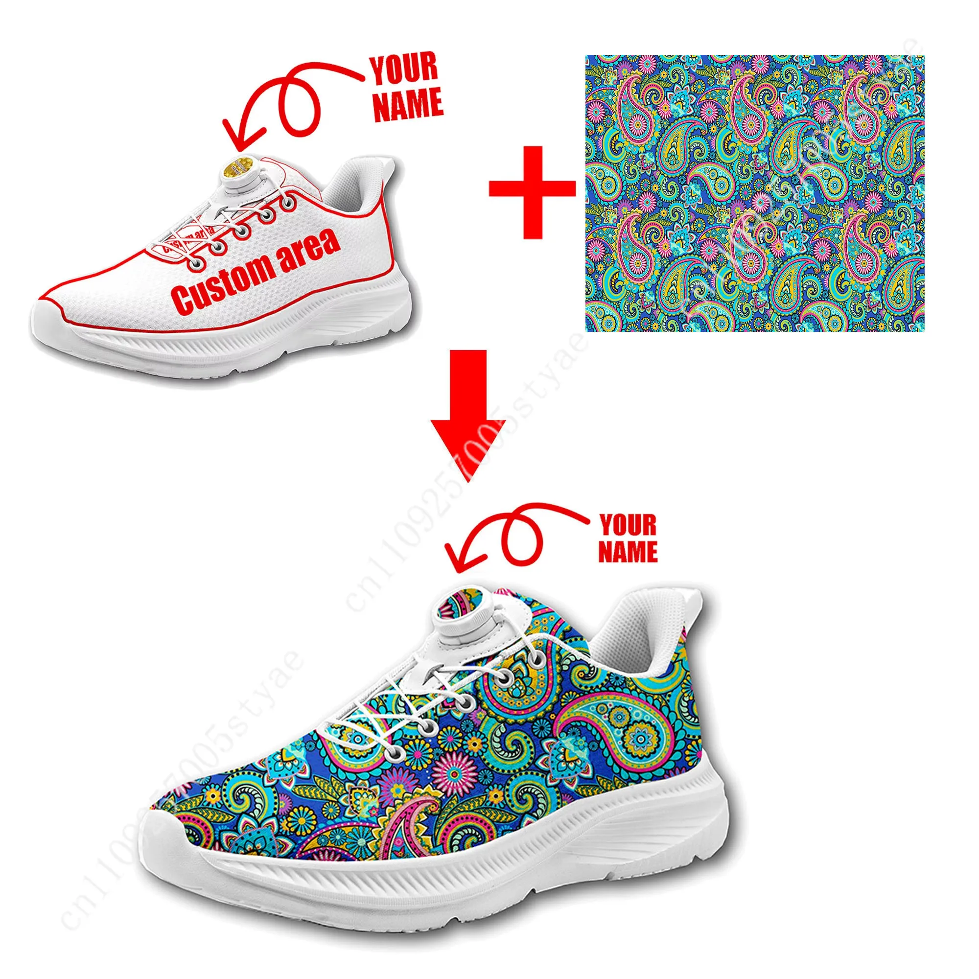 ボヘミアンマンダラ花柄カスタムウォーキングシューズ男性女性回 - Women Shoes Sneakers のレビューと価格