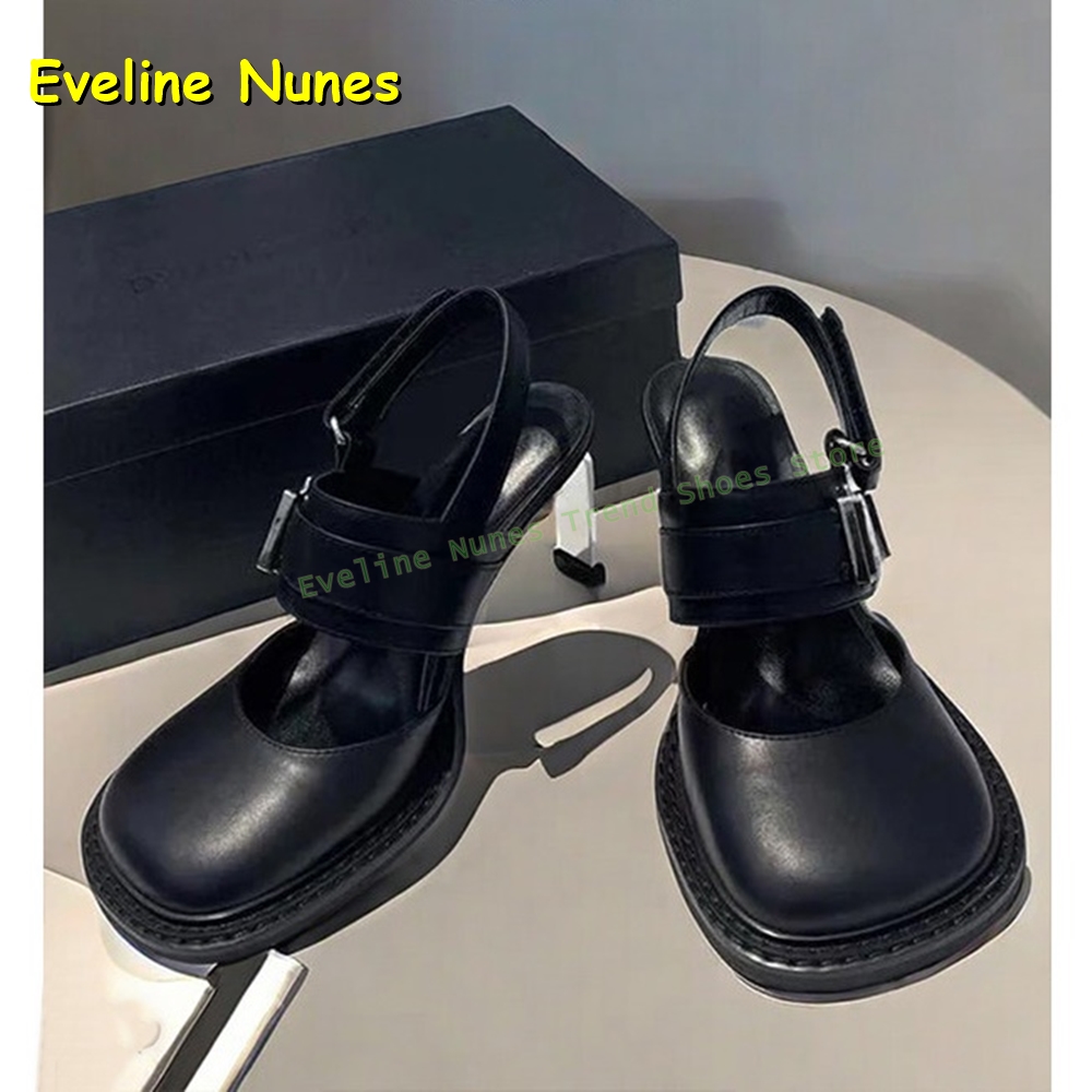 女性用 ブラック スクエアトゥ バックル スリングバック ミ - Square Toe Mule のレビューと価格