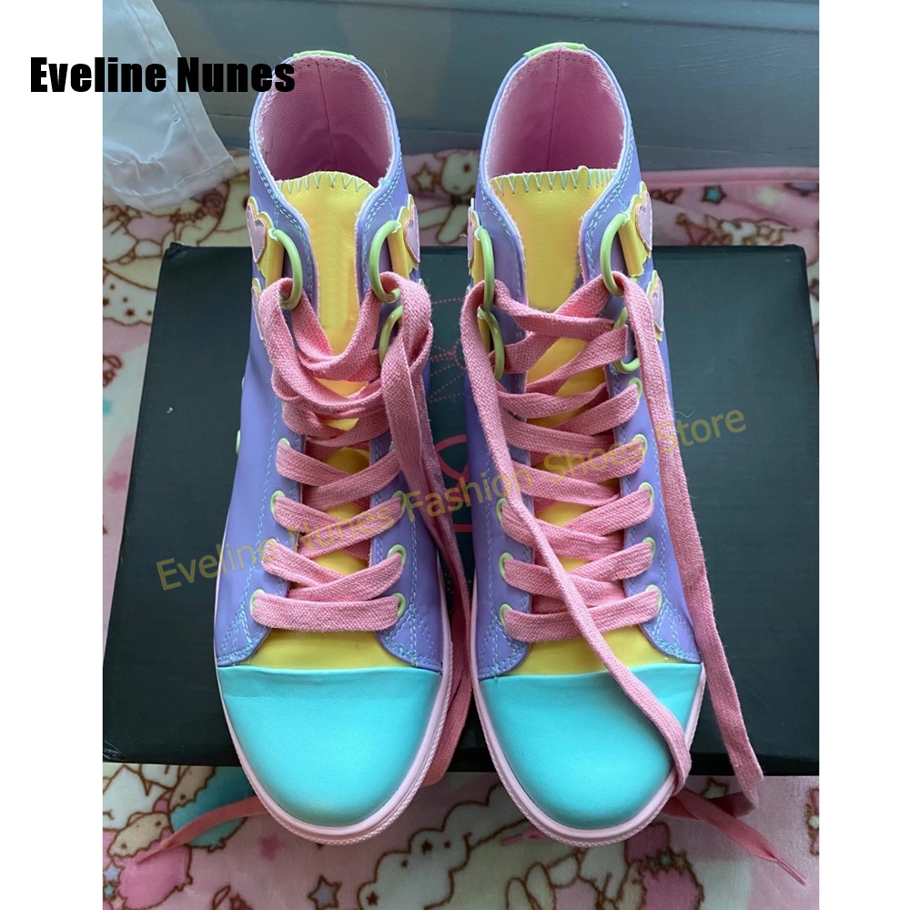 Y2Kガールスイートハイカットスニーカー、カラーブロックハー - Women Shoes Sneakers のレビューと価格