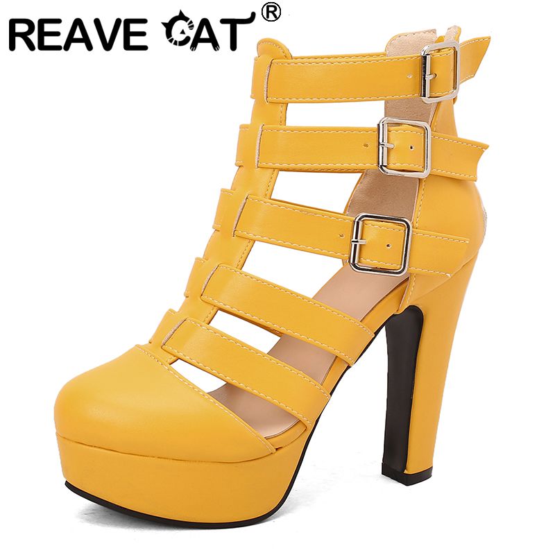 Reave cat-女性用の丸いつま先のチャンキーヒール,プ - Women Shoes Zipper のレビューと価格