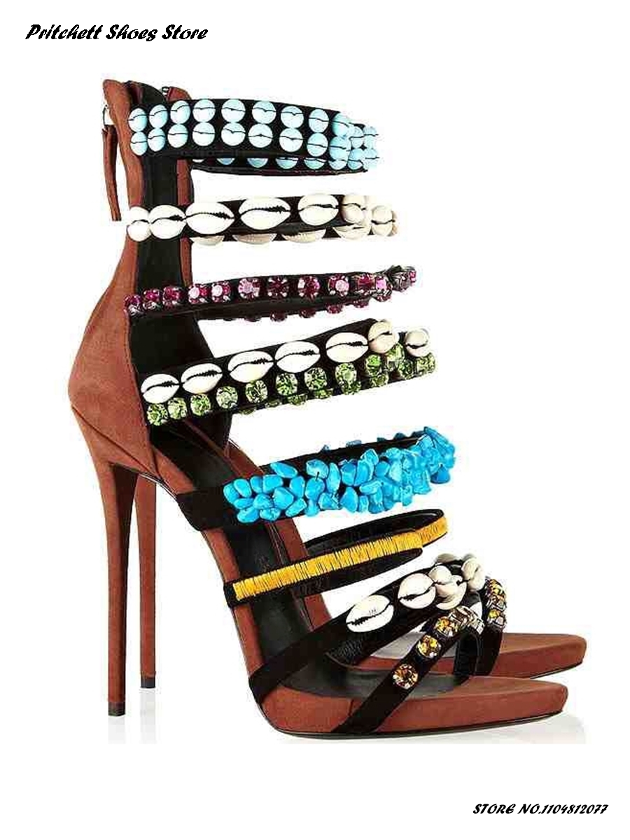 女性のシェルとクリスタルのモダンなサンダルファッションポイン - Women Shoes Zipper のレビューと価格