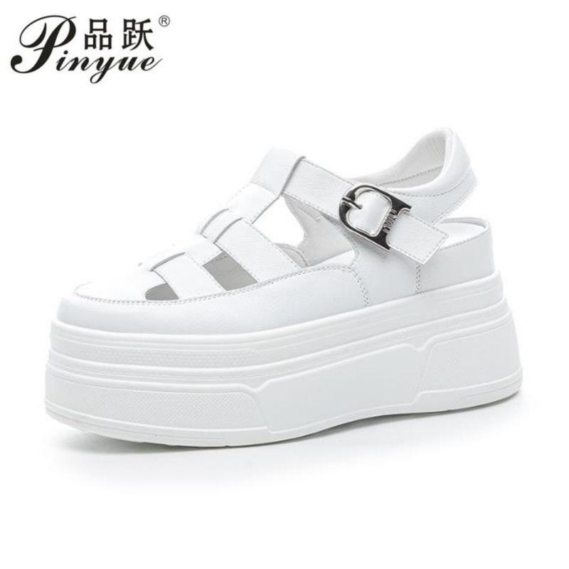 8.5 センチメートル中空フル牛本革女性の夏の靴プラットフォ - Women Shoes Sneakers のレビューと価格