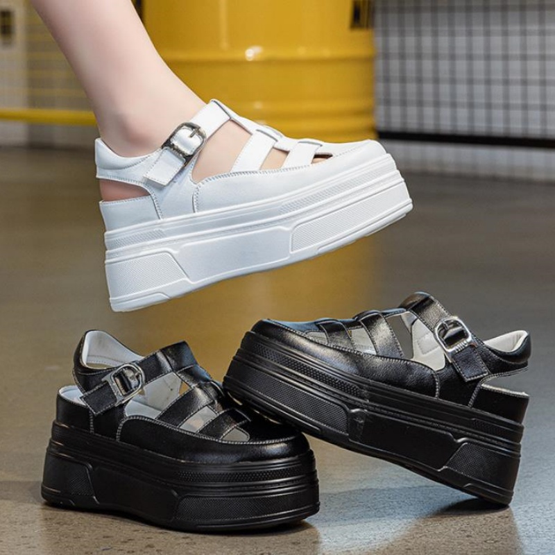 8.5 センチメートル中空フル牛本革女性の夏の靴プラットフォ - Women Shoes Sneakers のレビューと価格