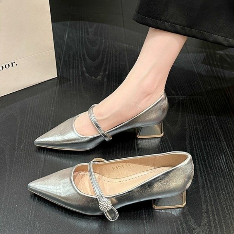 ポインテッドトゥミディアムヒールの女性のメリージェーンシュー - Women Shoes Quick Delivery のレビューと価格