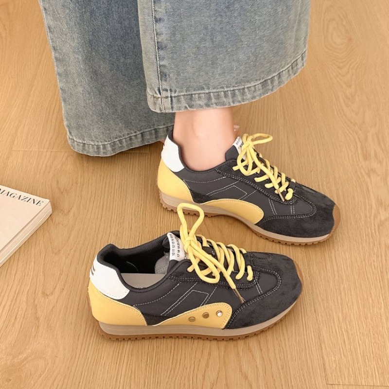 レトロカラーブロックスニーカー女性ソフトフラットランニングシ - Women Shoes Sneakers のレビューと価格
