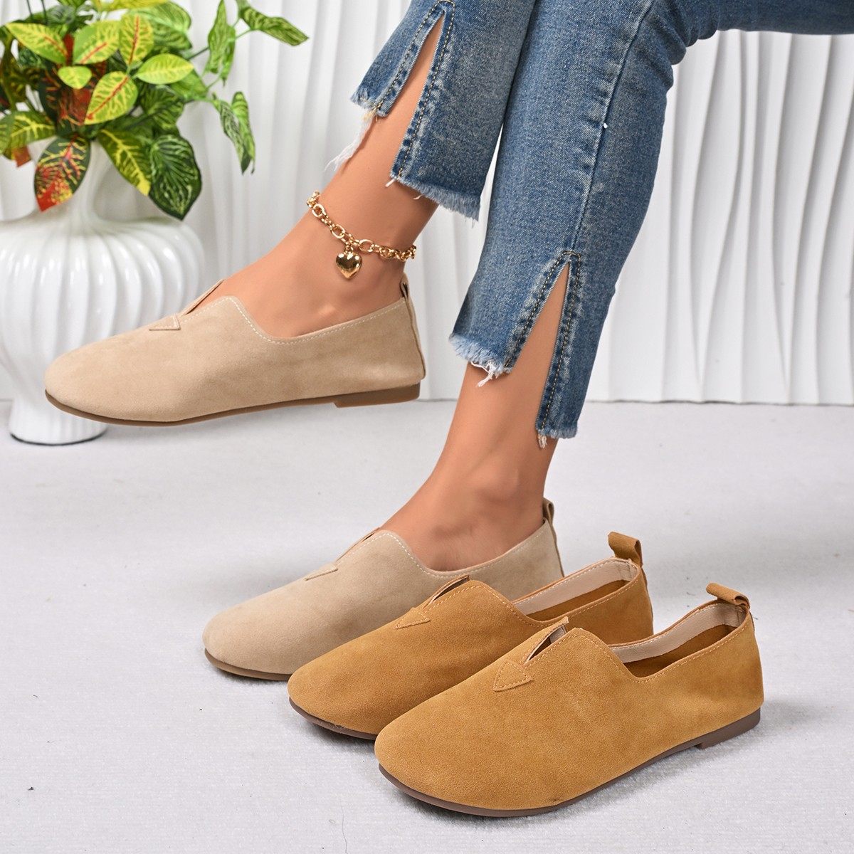 女性のフラットシューズ スリッポン ラウンドトゥ ローヒール - Women Shoes Quick Delivery のレビューと価格