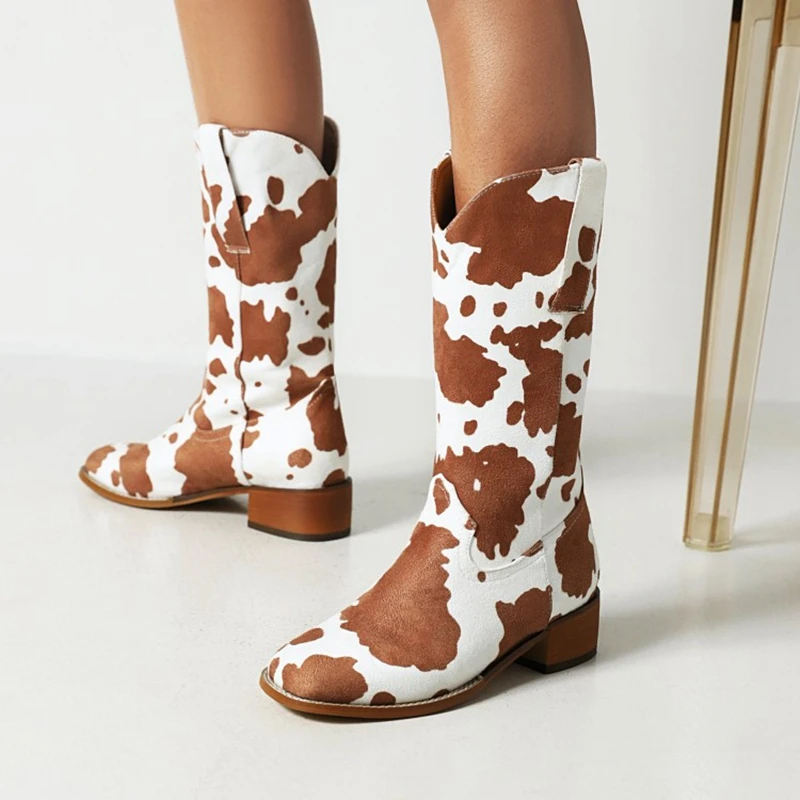 レディースミッドカーフブーツ レトロ ウエスタン カウボーイ - Women'S Shoes Size 12 のレビューと価格