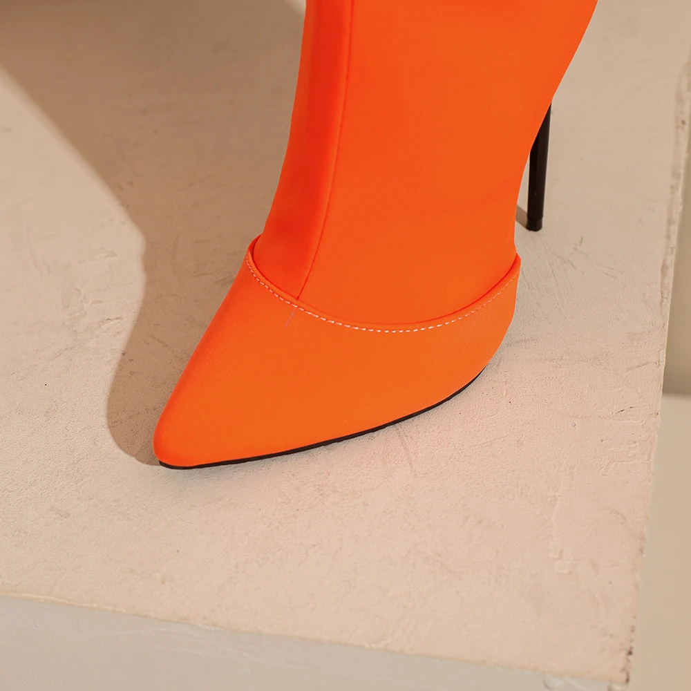 新作冬用グラマーオレンジイエロー レディースニーハイブーツ  - Women'S Shoes Size 12 のレビューと価格