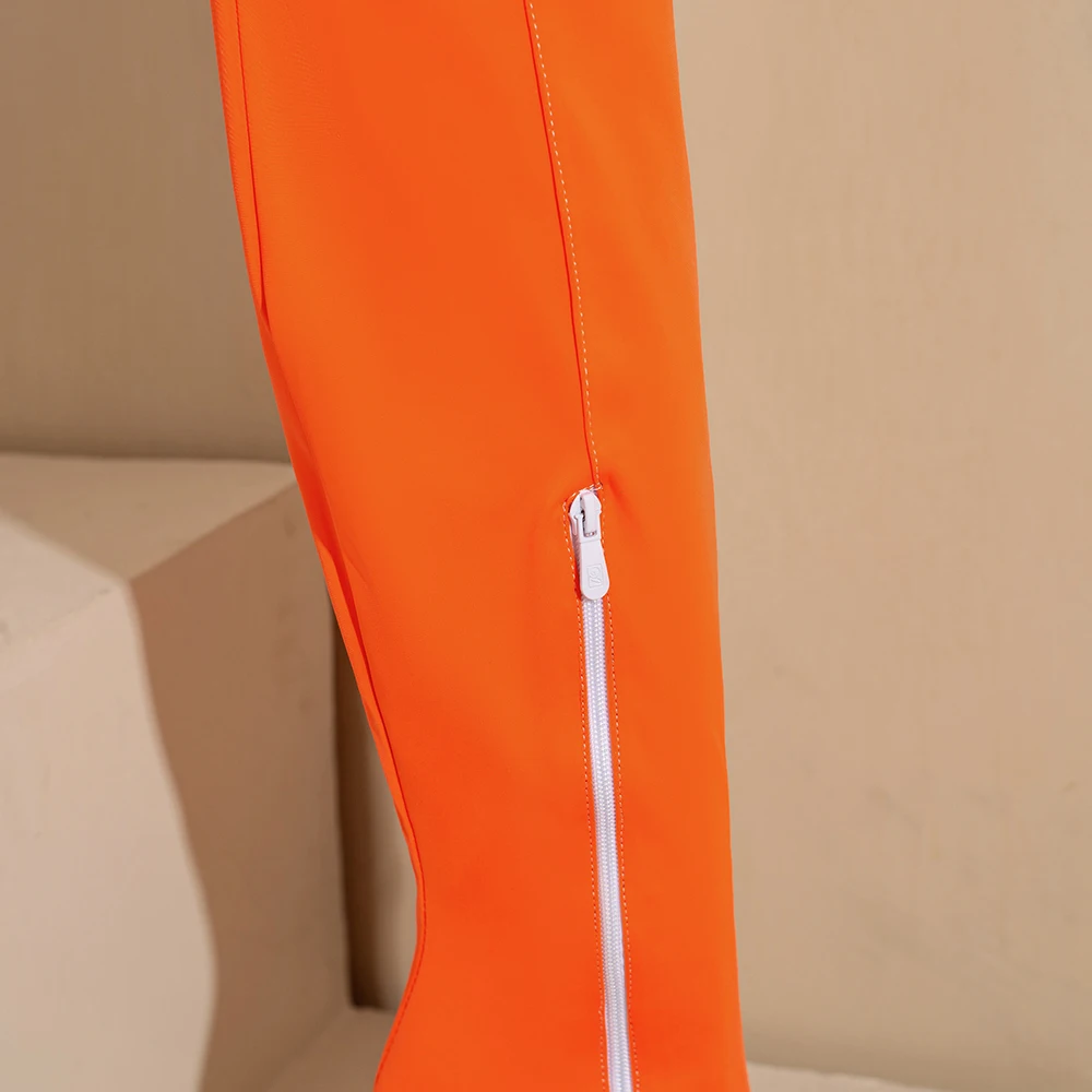 新作冬用グラマーオレンジイエロー レディースニーハイブーツ  - Women'S Shoes Size 12 のレビューと価格
