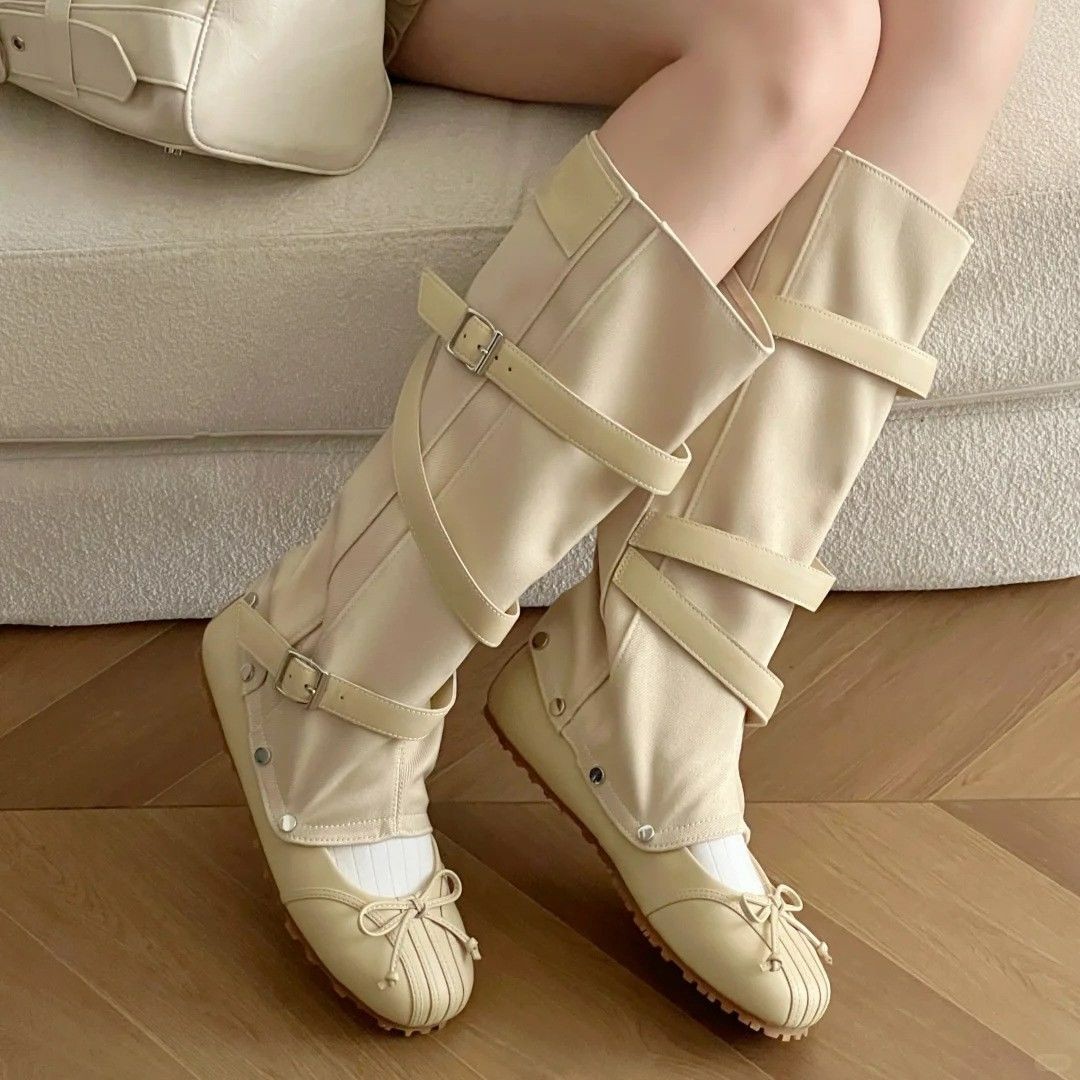 新しい取り外し可能なツーウェイバレエブーツ女性用フレンチスタ - Ballet Flat Women のレビューと価格