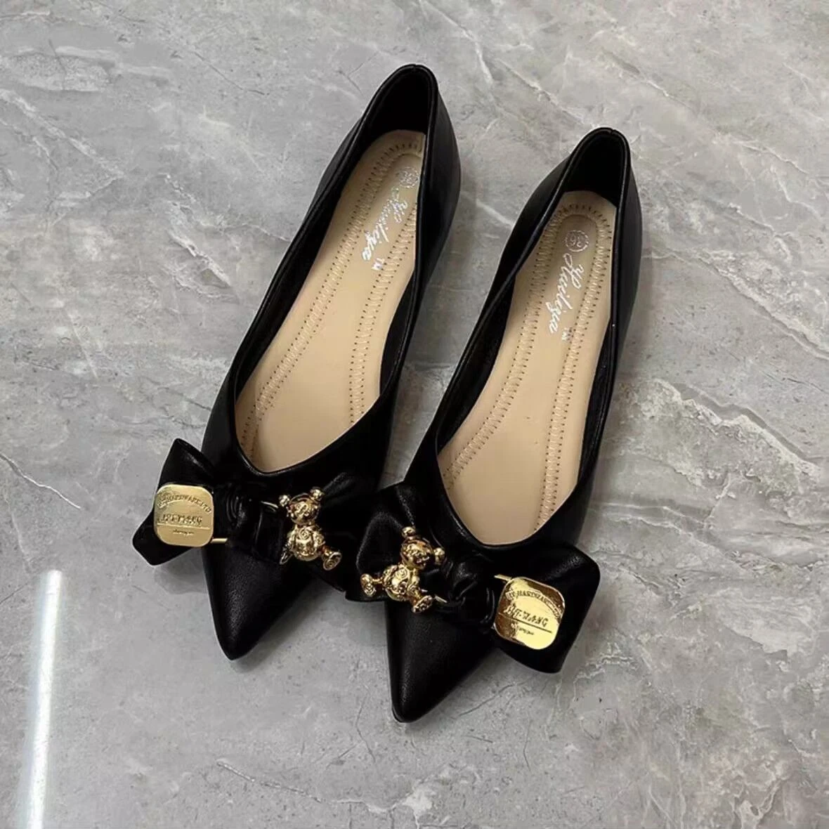 レディースフラットシューズ、浅めヒール、ボウ付き、滑り止め、 - Women Shoes Quick Delivery のレビューと価格
